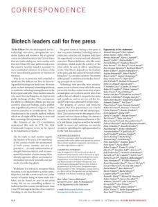 nbt.4271-Biotech leaders call for free press