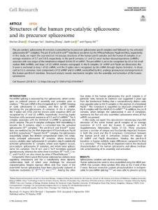 cr.2018-Structures of the human pre-catalytic spliceosome and its precursor spliceosome