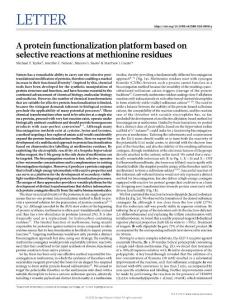 nature.2018-A protein functionalization platform based on selective reactions at methionine residues