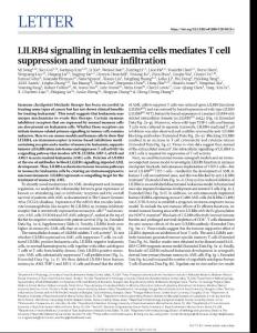 nature.2018-LILRB4 signalling in leukaemia cells mediates T cell suppression and tumour infiltration