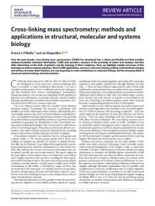 nsmb.2018-Cross-linking mass spectrometry- methods and applications in structural, molecular and systems biology