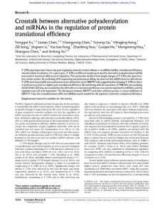 Genome Res.-2018-Fu-1656-63-Crosstalk between alternative polyadenylation and miRNAs in the regulation of protein translational efficiency