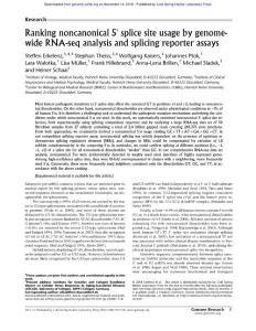 Genome Res.-2018-Erkelenz-Ranking noncanonical 5′ splice site usage by genome- wide RNA-seq analysis and splicing reporter assays