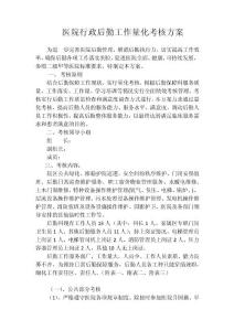 医院行政后勤工作量化考核方案