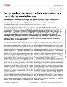 science-2018-Organic synthesis in a modular robotic system driven by a chemical programming language