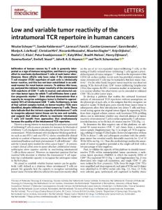 nm.2018-Low and variable tumor reactivity of the intratumoral TCR repertoire in human cancers