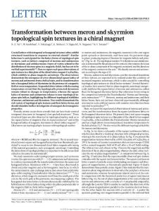 nature.2018-Transformation between meron and skyrmion topological spin textures in a chiral magnet