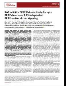nm.2018-RAF inhibitor PLX8394 selectively disrupts BRAF dimers and RAS-independent BRAF-mutant-driven signaling