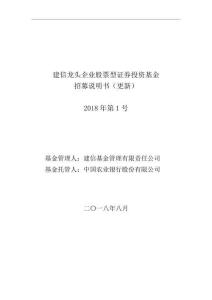 建信龍頭企業股票型證券投資基金 招募說明書（更新）