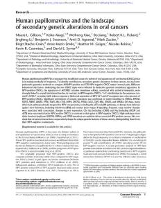 Genome Res.-2018-Gillison-Human papillomavirus and the landscape of secondary genetic alterations in oral cancers
