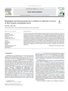 Rheological and thermal properties in relation to molecular structure of New Zealand sweetpotato starch