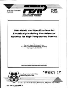 User Guide and Specifications for Electrically Isolating Non-Asbestos Gaskets for High· Temperature Service