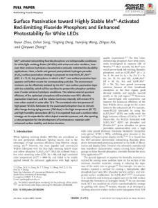 Surface Passivation toward Highly Stable Mn4+‐Activated Red‐Emitting Fluoride Phosphors and Enhanced Photostability for White LEDs