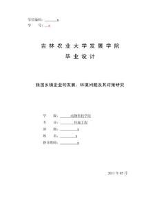 我国乡镇企业的发展、环境问题及其对策研究