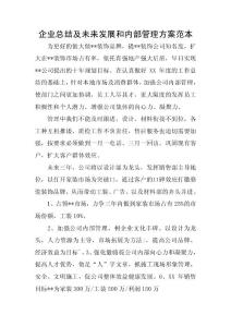 企業(yè)總結(jié)及未來發(fā)展和內(nèi)部管理方案范本