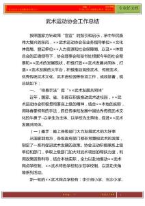 武術(shù)運(yùn)動(dòng)協(xié)會(huì)工作總結(jié)