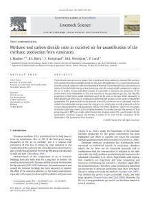 Methane and carbon dioxide ratio in excreted air for quantification of the methane production from ruminants
