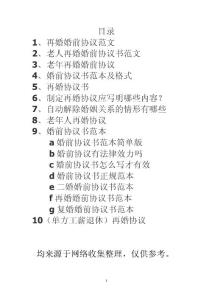 中老年再婚（婚前）协议范文