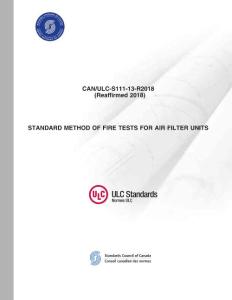 can-ulc-s111-2018空气过滤装置的防火测试方法加拿大标准