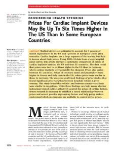 Prices For Cardiac Implant Devices May Be Up To Six Times Higher In The US Than In Some European Countries