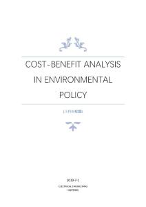 COST-BENEFIT ANALYSIS IN ENVIRONMENTAL POLICY