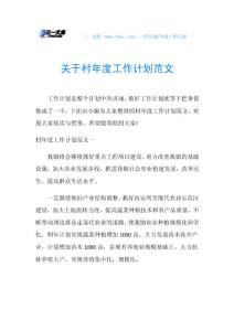 关于村年度工作计划范文.doc