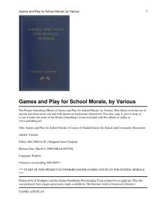 Games and play for school morale