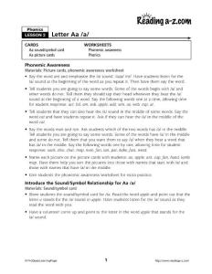 Lesson 2 Short Vowel a