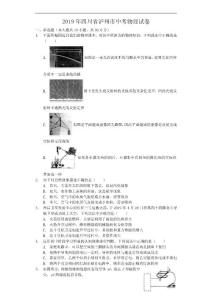 2019年四川省泸州市中考物理试卷（原卷+解析）