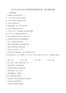 2019年四川省巴中市中考物理试题（原卷）