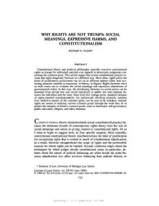 Why Rights Are Not Trumps Social Meanings, Expressive Harms, and Constitutionalism