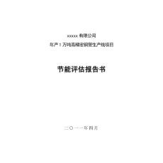 年产1万吨高精密铜管生产线节能评估报告书