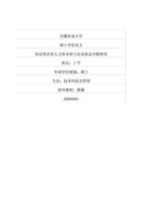 知识型企业人力资本参与企业收益分配研究