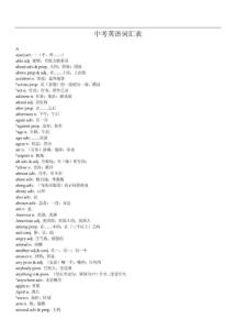 2011年中考英語詞匯表