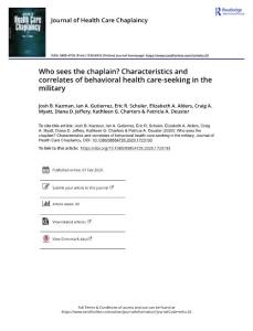 who sees the chaplain_ characteristics and correlates of behavioral health care-seeking in the military.[2020][j health care chaplain]