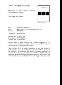 Mechanisms of FUS mutations in familial amyotrophic lateral sclerosis（FUS基因突变在家族性肌萎缩性侧索硬化症中的作用机制）