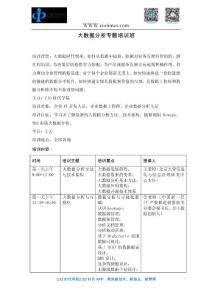 大数据分析专题培训方案