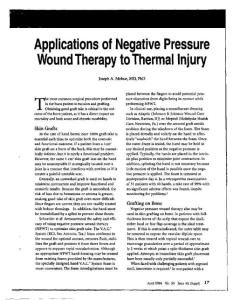 Applications of negative Pressure Wound Therapy to Thermal Injury
