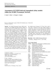 Assessment of ECMWF-derived tropospheric delay models