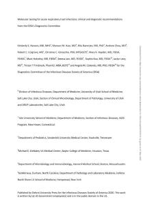 2020美国感染病学会临床和诊断建议：急性呼吸道感染的分子检测