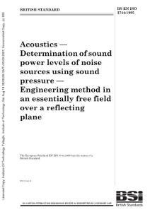BS EN ISO 3744-1995 聲學(xué).噪聲源音響功率級的測定.反射平面上基本自由聲場用2級精度包面法
