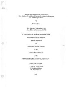 What Makes Development Sustainable Case Studies of Health and Human Development Programs in