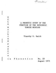WPP, No. 18 A Phonetic Study of the Function of the Extrinsic Tongue Muscles（WPP，第18号关于外在舌头肌肉功能的语音研究）