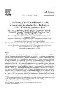 Involvement of monoaminergic system in the antidepressant-like effect of the hydroalcoholic extract of Siphocampylus verticillatus