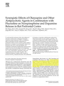 Synergistic Effects of Olanzapine and Other Antipsychotic Agents in Combination with Fluoxetine on Norepinephrine and Dopamine Release in Rat Prefrontal Cortex