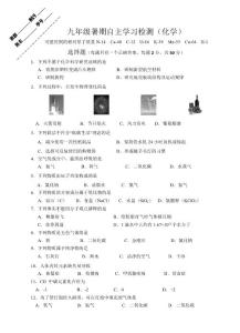 九年級暑期自主學習檢測（化學）