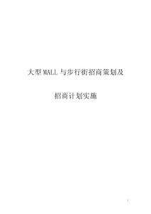 大型MALL與步行街招商策劃及招商計劃實施
