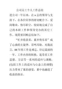 公司员工个人工作总结2