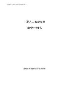 宁夏人工智能项目商业计划书
