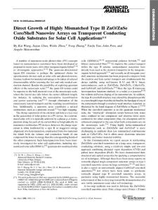 Direct Growth of Highly Mismatched Type II ZnO ZnSe Core Shell Nanowire Arrays on Transparent Conducting Oxide Substrates for Solar Cell Applications